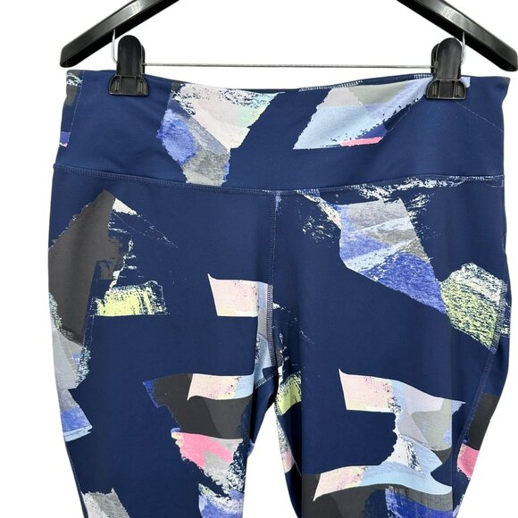 Zelos 2X Plus Size Performance Leggings Blue Abstract Print Running Walking Gym - Picture 3 of 9